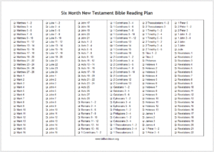 Six Month New Testament Bible Reading Plan Bill Hutchison