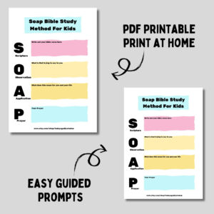 SOAP Bible Study Journal For Kids Beginner Friendly SOAP Template For Sunday School Printable SOAP Acronym Study Guide For Children Etsy