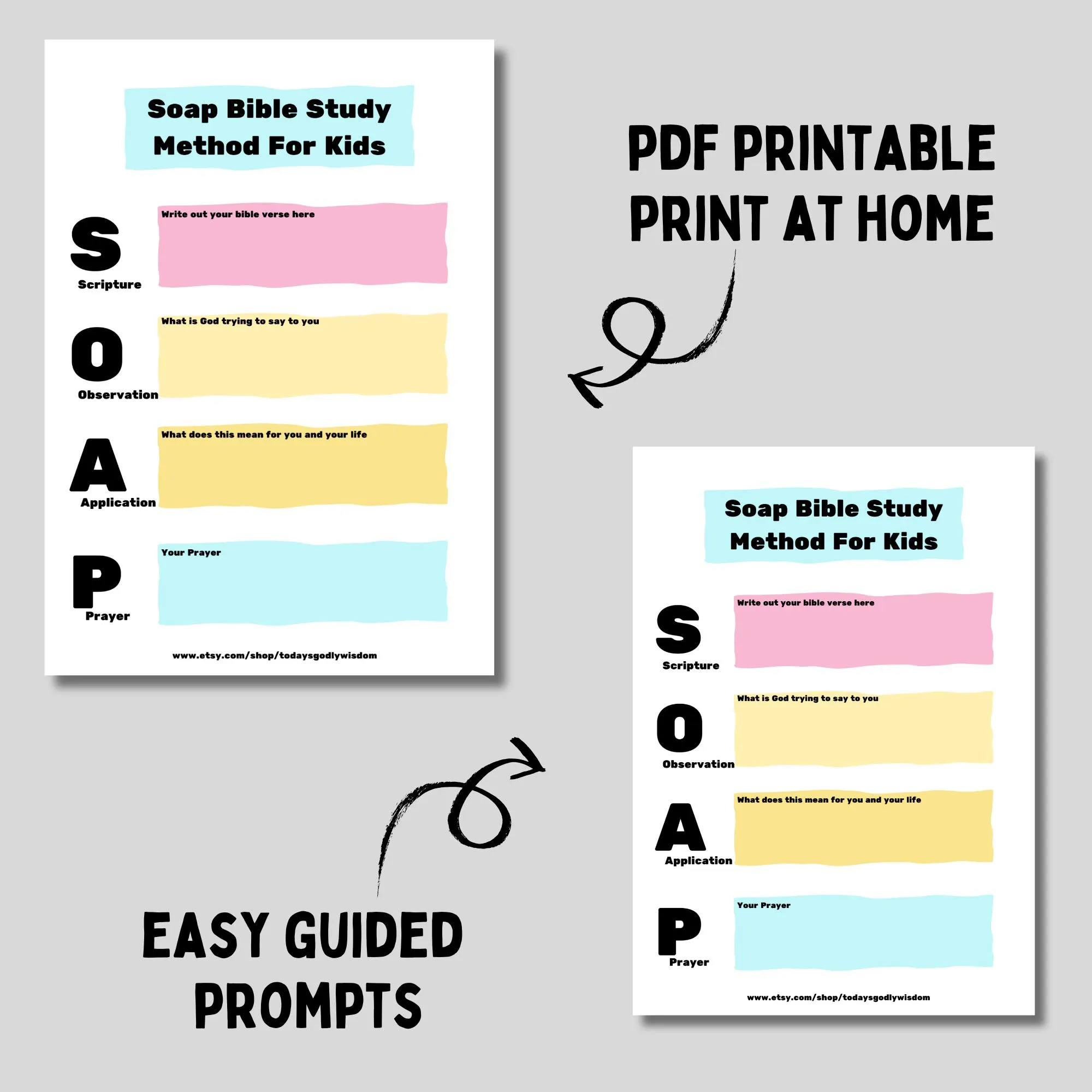 SOAP Bible Study Journal For Kids Beginner Friendly SOAP Template For Sunday School Printable SOAP Acronym Study Guide For Children Etsy