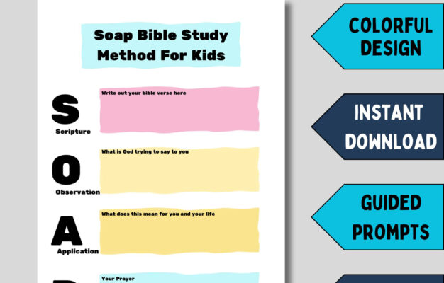 SOAP Bible Study Journal For Kids Beginner Friendly SOAP Template For Sunday School Printable SOAP Acronym Study Guide For Children Etsy