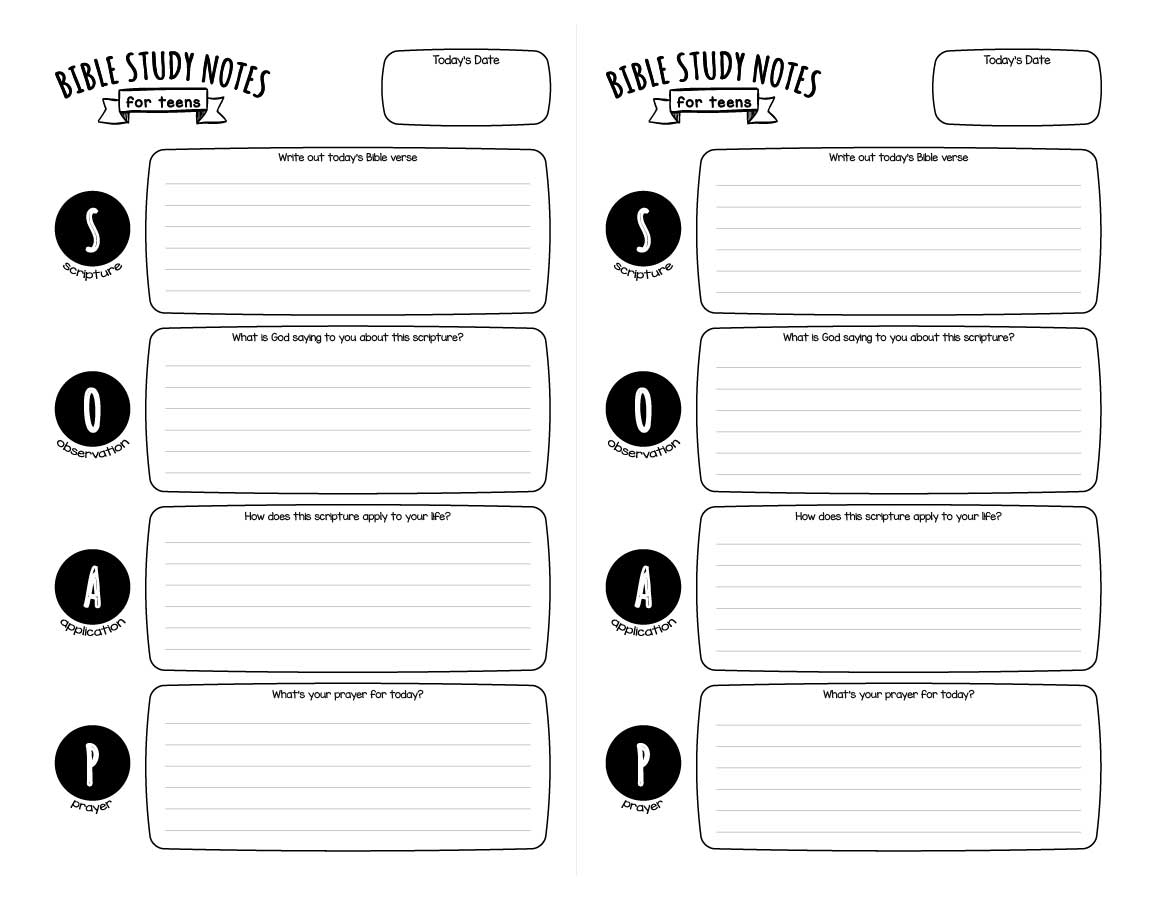 SOAP Bible Study Notes For Teens Printable Wildly Anchored Worksheets Library