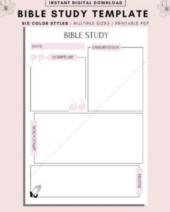 SOAP Bible Study Printable Template Scripture Observation Application Prayer Bible Study Printable Bible Journaling Bible Planner Etsy