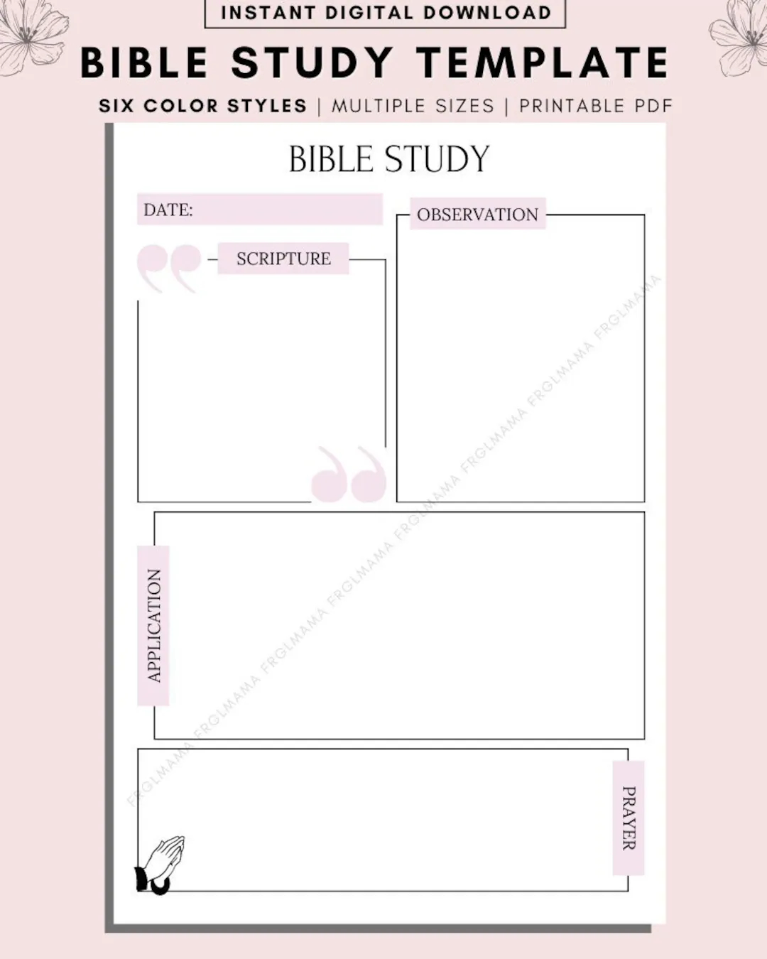 SOAP Bible Study Printable Template Scripture Observation Application Prayer Bible Study Printable Bible Journaling Bible Planner Etsy