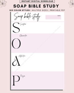 SOAP Bible Study Printable Template Scripture Observation Application Prayer Bible Study Printable Bible Journaling Bible Planner Etsy