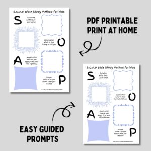SOAP Bible Study Template For Kids Bible Printable With SOAP Acronym Bible Reading Method For Childrens Sunday School Class Activities Etsy