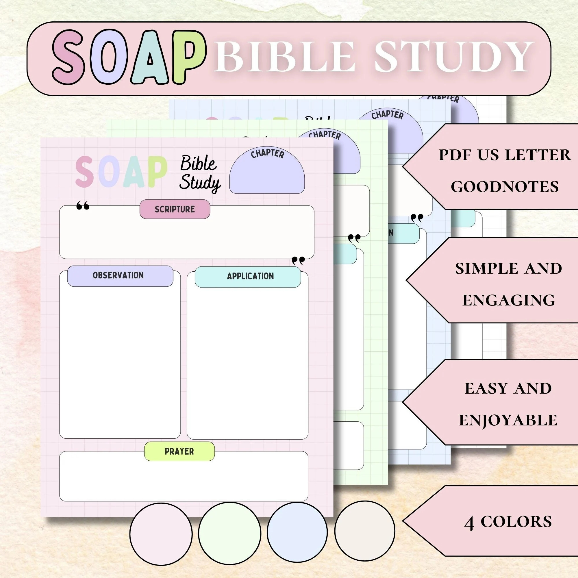 Soap Bible Study Template Kids Printable Bible Study Guide Group Bible Chapter Summary Bible Study Lessons Bible Verse Mapping Bible Method Etsy