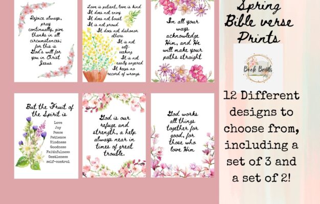 Spring Bible Verse Print scripture Wall Art Bundle bible Verse Printable watercolor Flowers Bible Verse christian Aesthetic Art Print Etsy