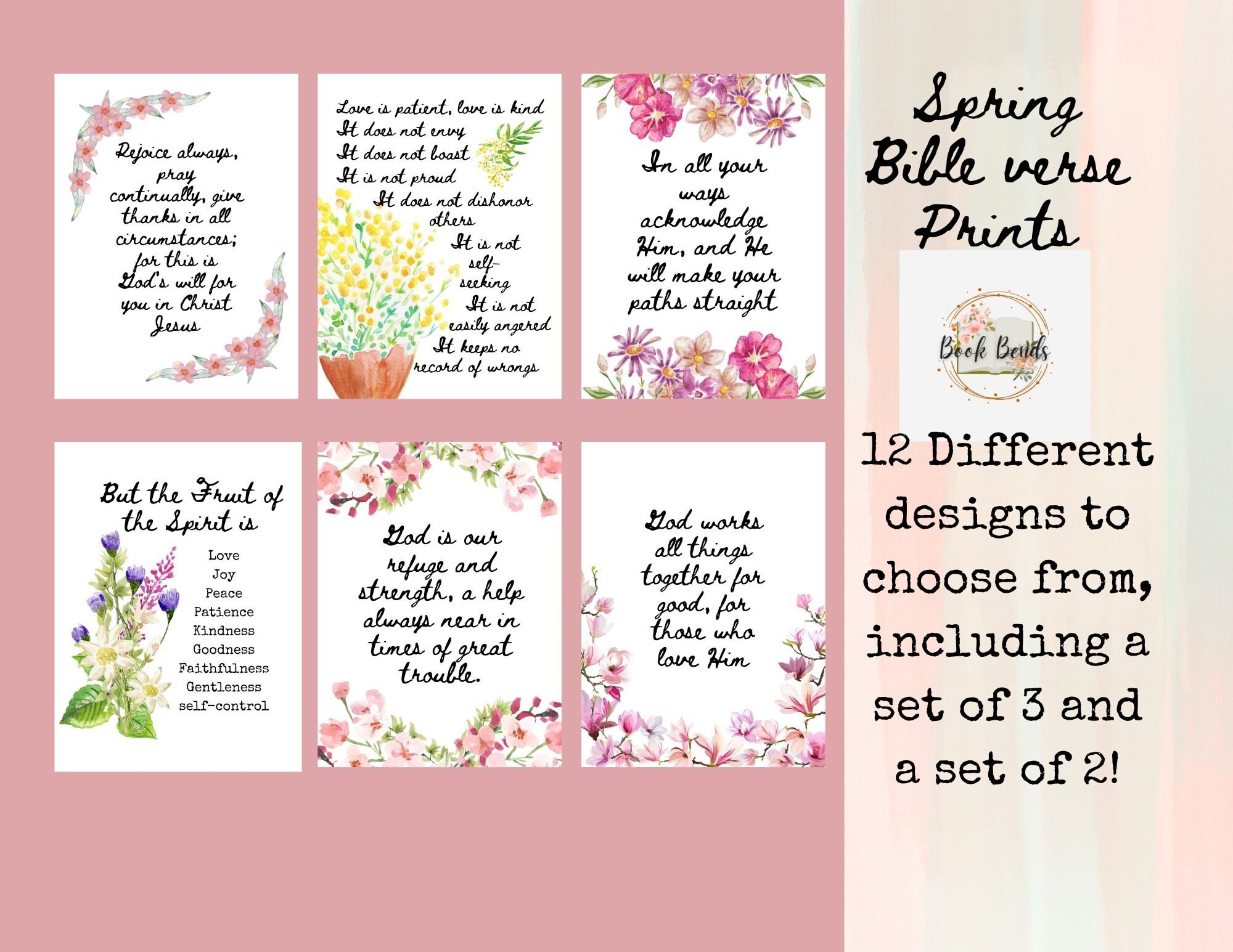 Spring Bible Verse Print scripture Wall Art Bundle bible Verse Printable watercolor Flowers Bible Verse christian Aesthetic Art Print Etsy