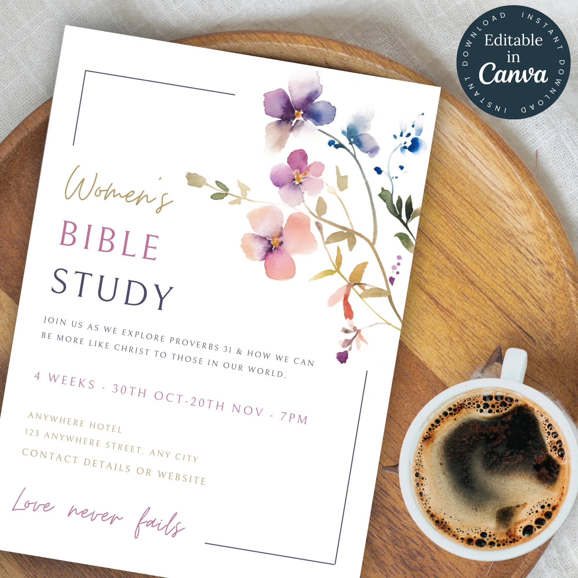 Spring Flowers Invitation Template Women s Bible Study Flyer Editable Invite Church Printable Women s Group Event Christian 174 Etsy