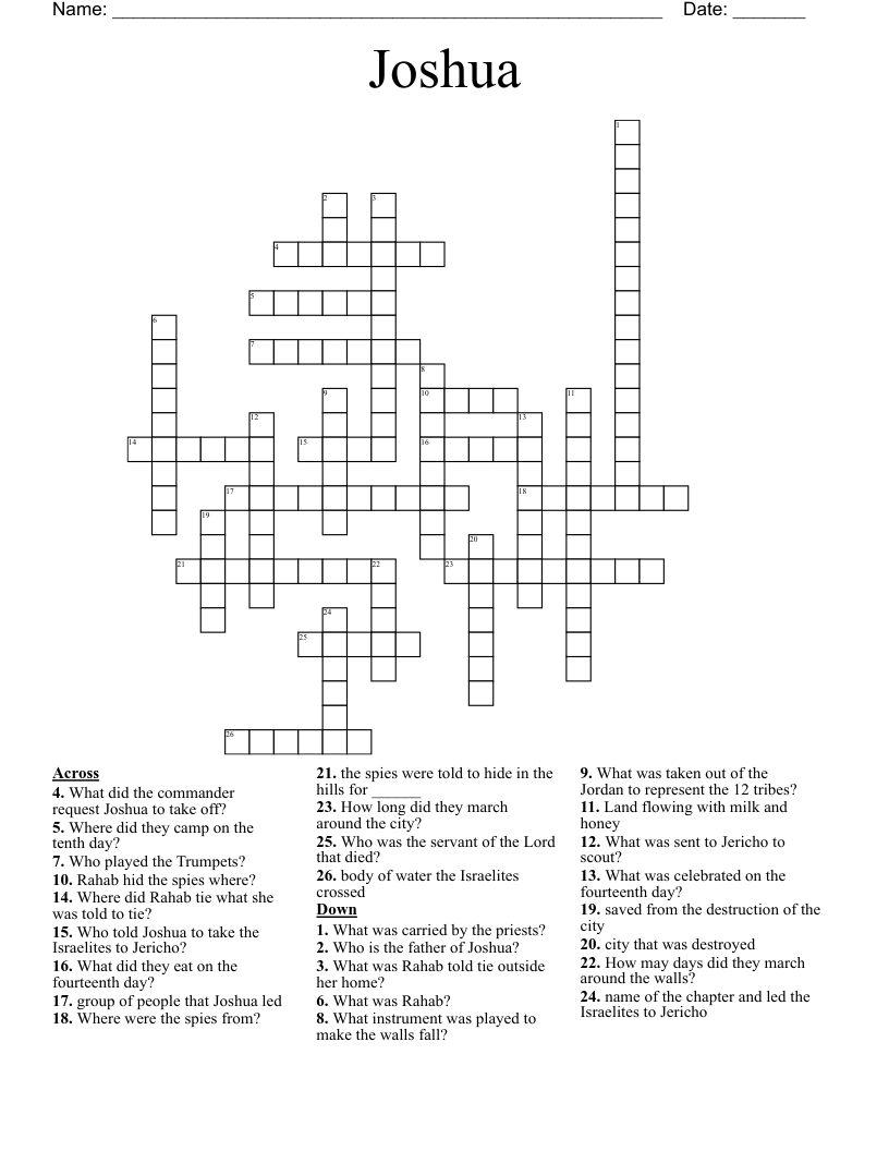 Story Of Joshua Word Search WordMint