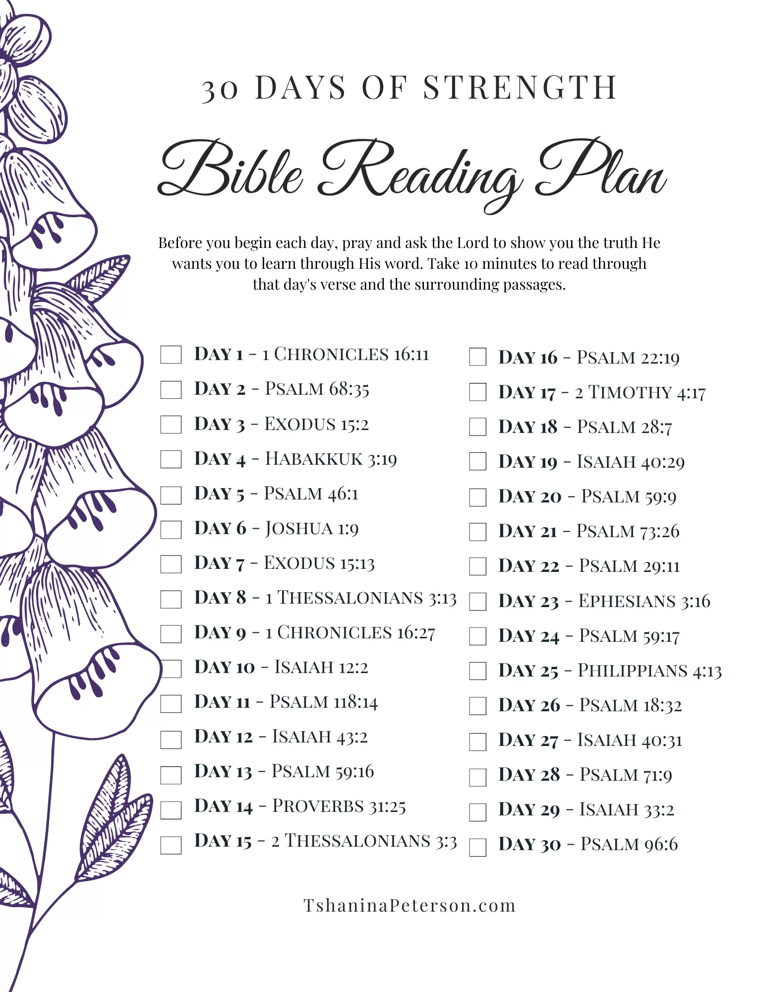 Strength Reading Plan Tshanina Peterson