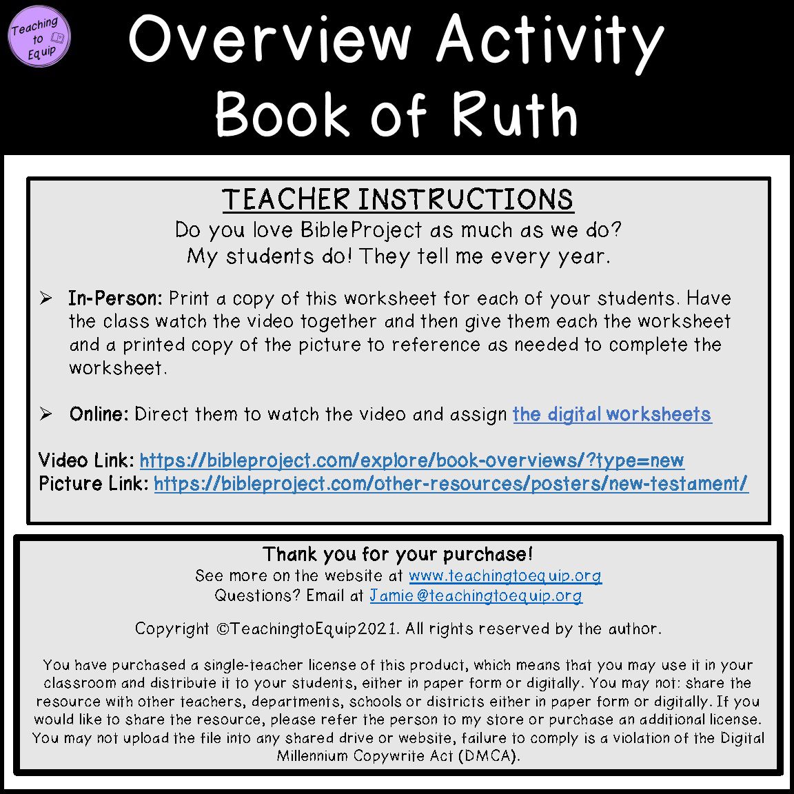 Summary On The Book Of Ruth Overview Activity Made By Teachers