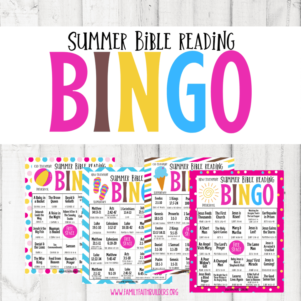 Summer Bible Reading Bingo Family Faith Builders