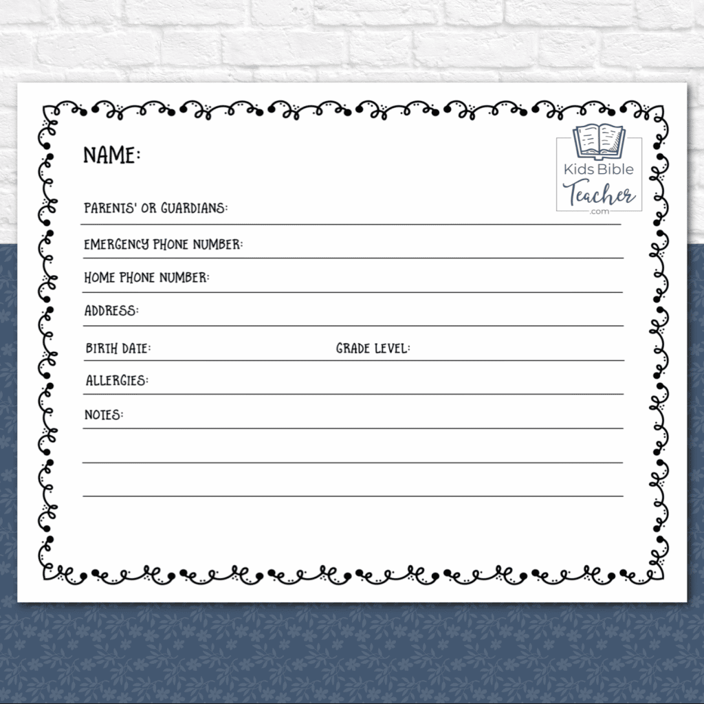 Bible Emergency Numbers for Teens Printable