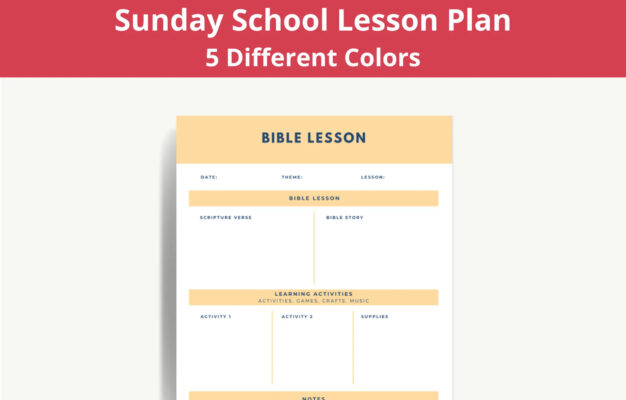 Sunday School Bible Lesson Planner Blank Digital Printable Downloadable PDF Template Etsy