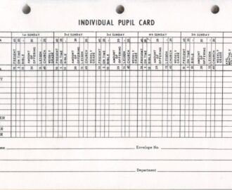 SUNDAY SCHOOL INDIVIDUAL PUPIL CARD Bogard Press