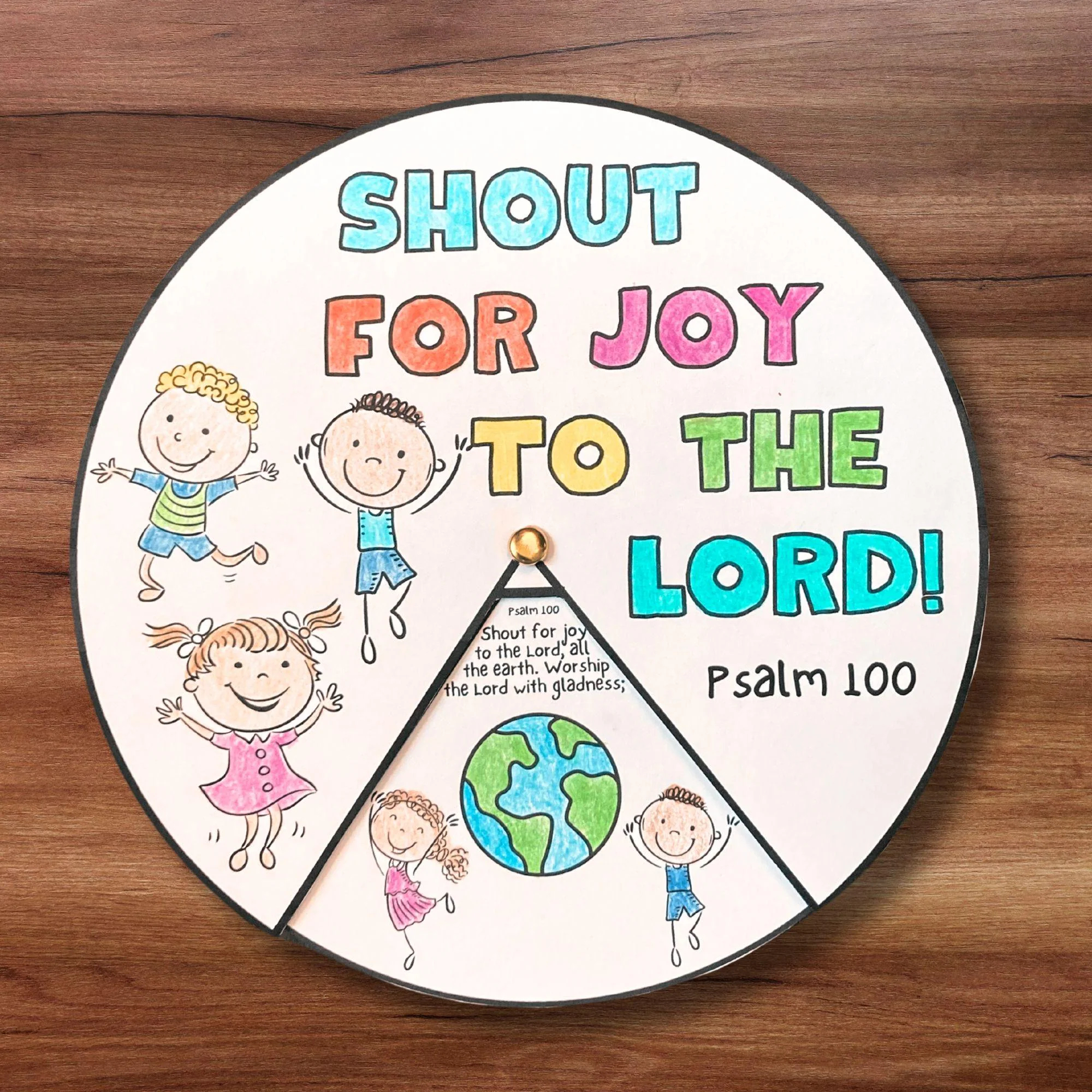 Sunday School Psalm 100 Bible Lesson Coloring Wheel Craft Printable Activity Scripture Memory Game Christian Homeschool Thanksgiving Project Etsy