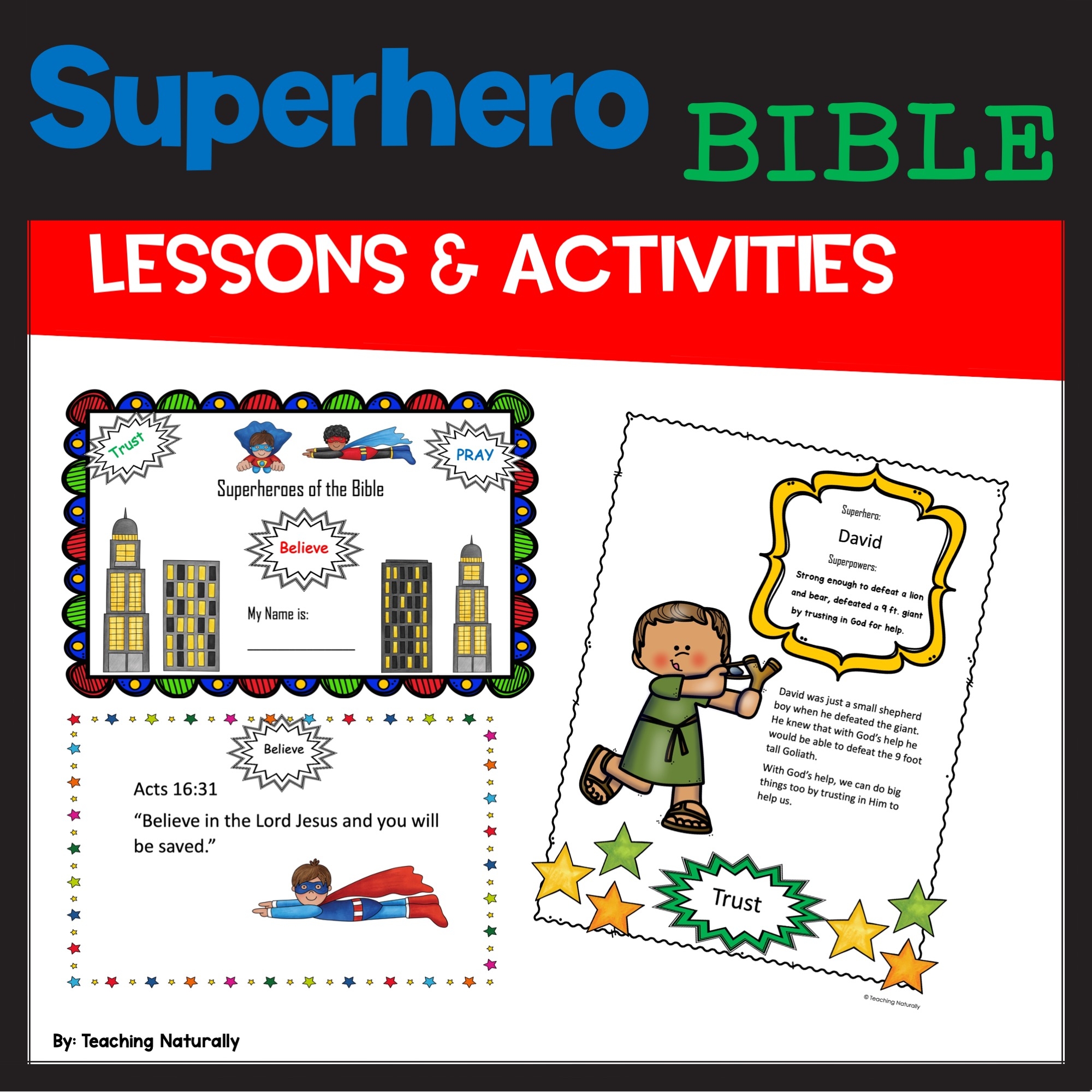 superhero bible lesson and activities vbs or kid s week made by teachers