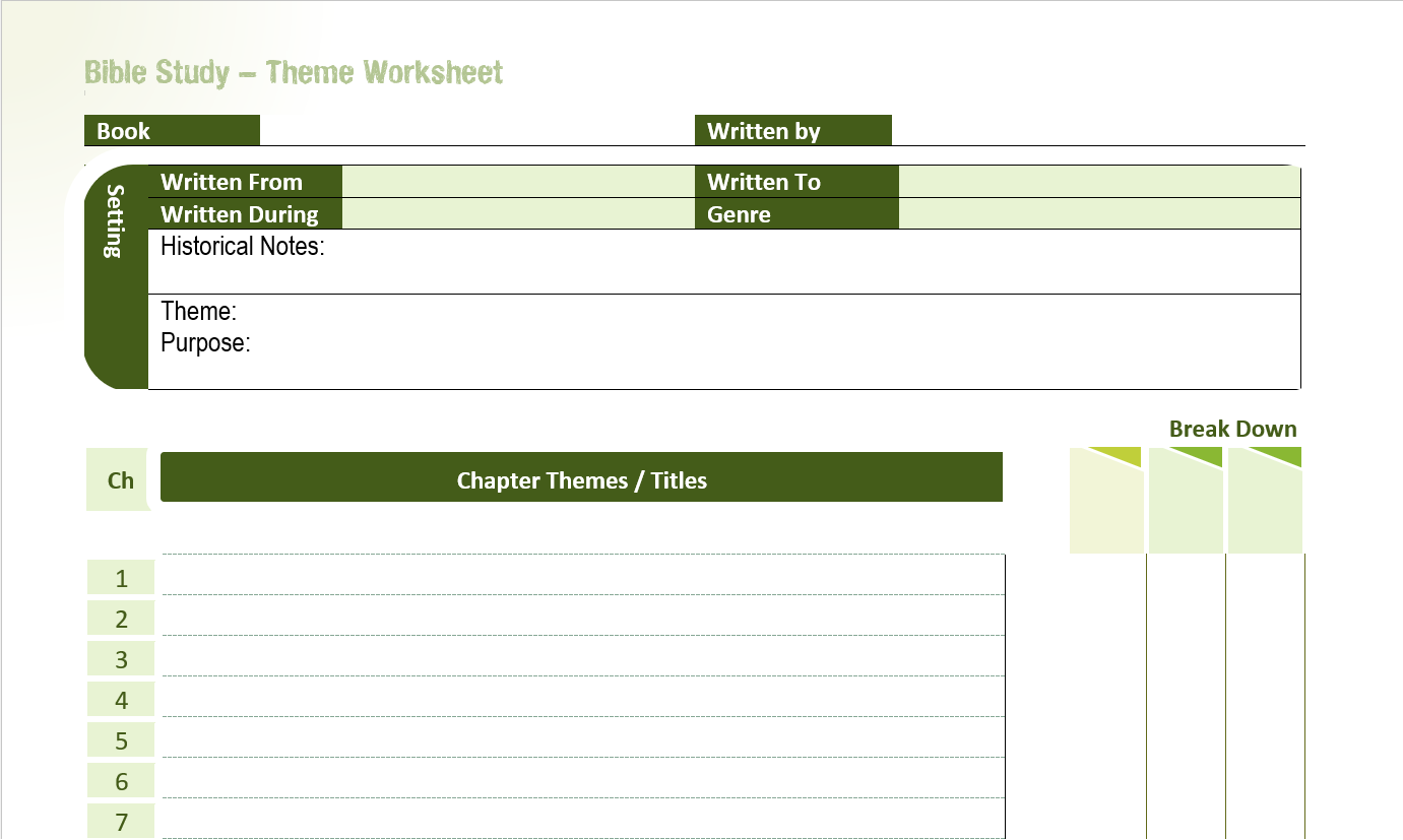 Printable Inductive Bible Study Worksheet