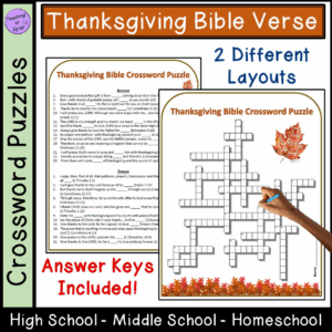Thanksgiving Bible Scriptures Crossword Puzzle Activity Made By Teachers