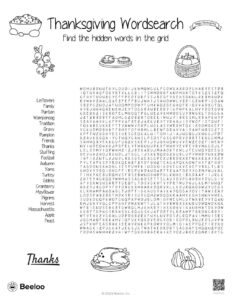 Thanksgiving themed Word Searches Beeloo Printable Crafts And Activities For Kids