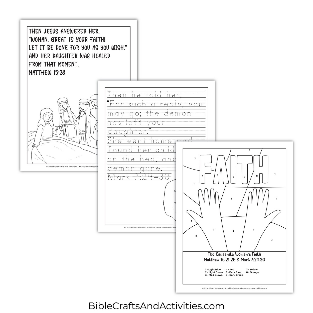 The Canaanite Woman s Faith Activity Pages Bible Crafts Shop