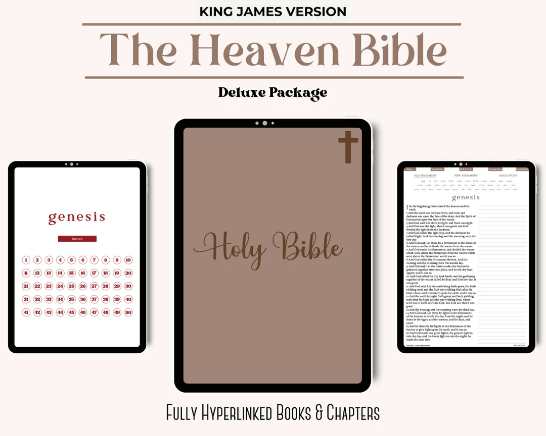 The Heaven Bible Deluxe Digital KJV Journaling Bible With Hyperlinks Hyperlinked Bible Bible Study Templates Notetaking Bible Etsy