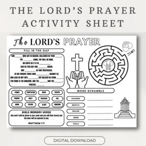 The Lord s Prayer Activity Sheet Bible Story Activity Placemat Bible Coloring Page Learning Sheet Bible Verse Sunday School Activity Etsy