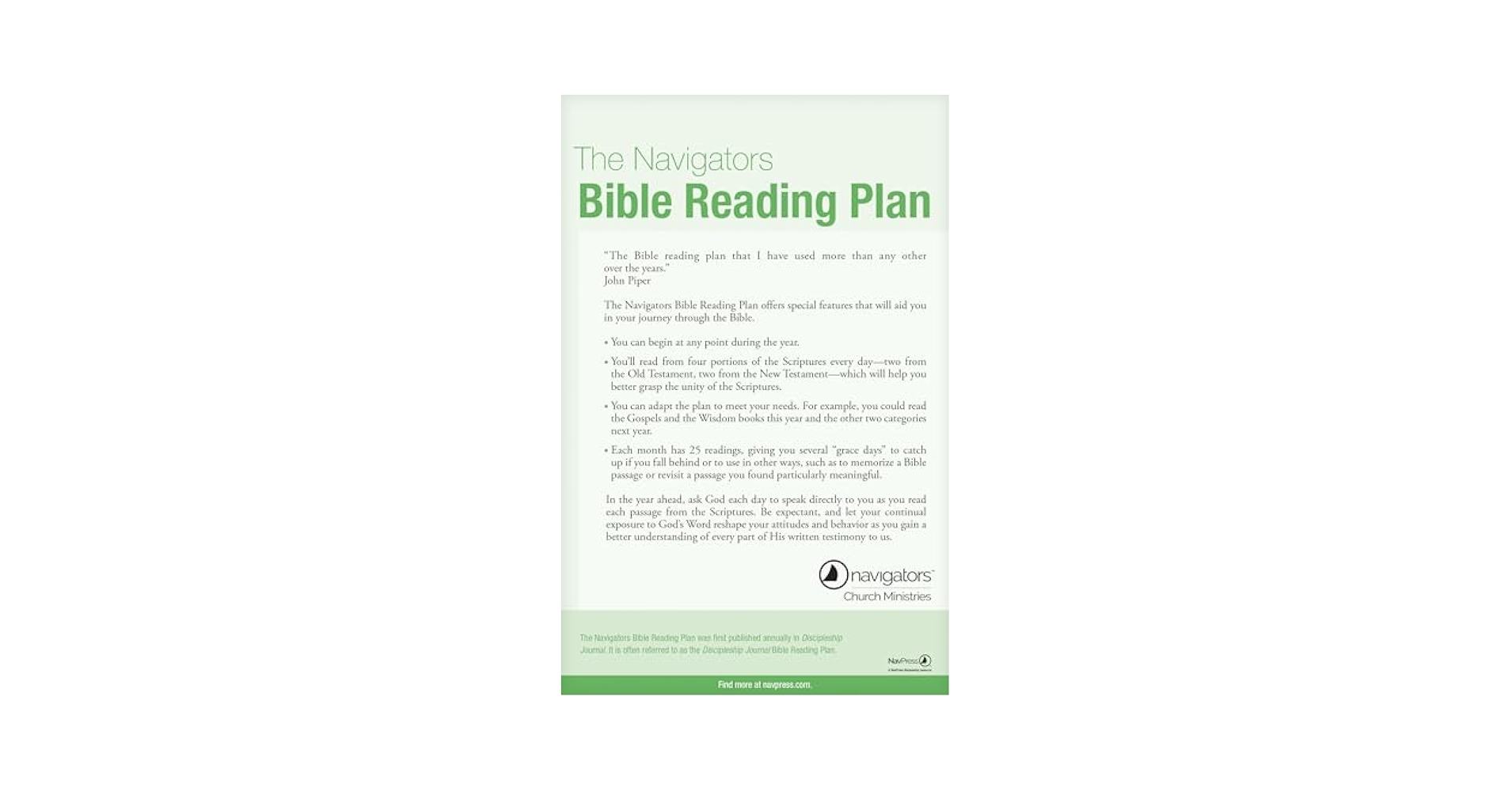 Navigators Printable One Year Bible Reading Plan