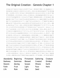 The Original Creation Genesis Chapter 1 Word Search WordMint