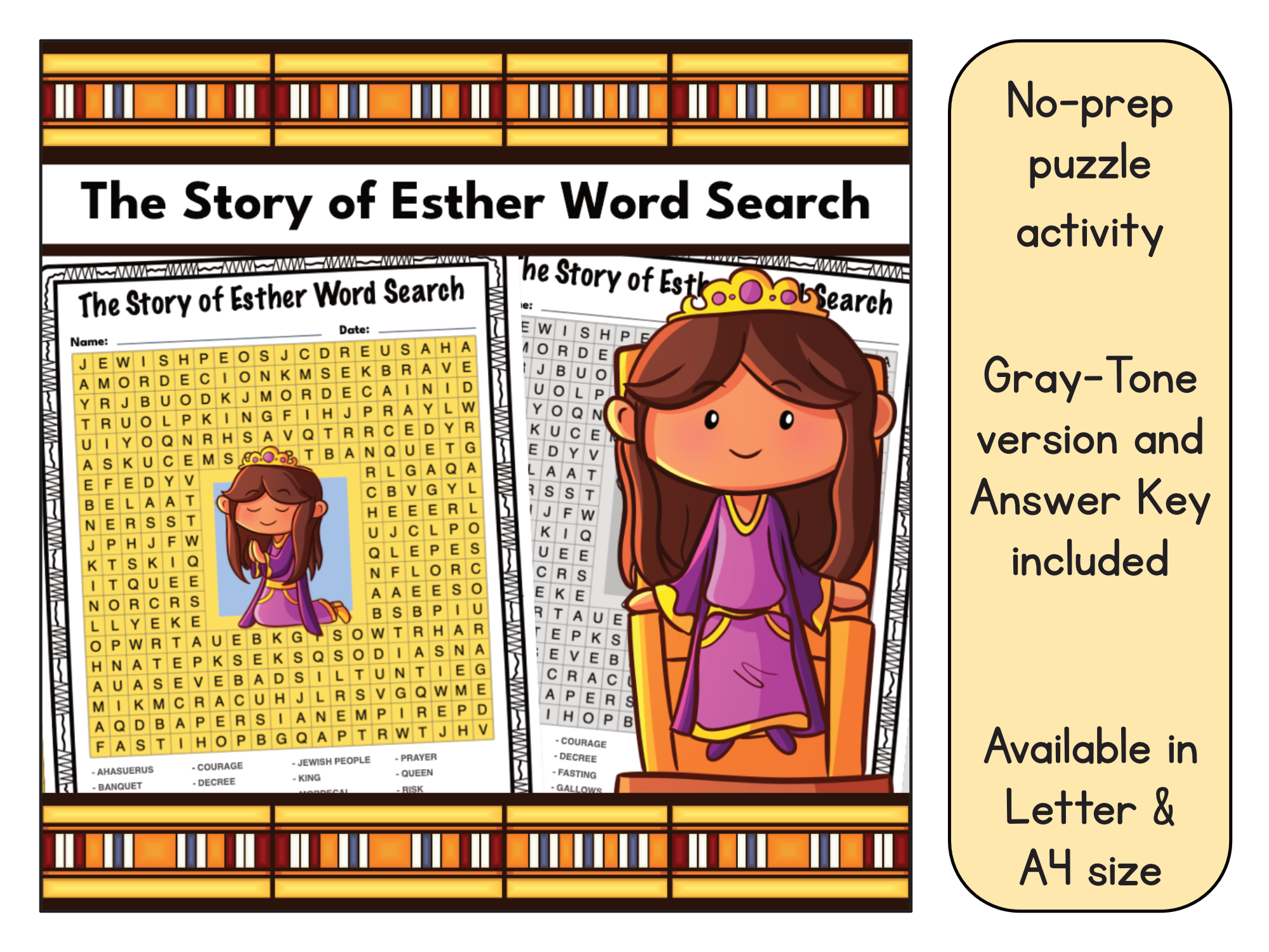 The Story Of Esther Word Search Bible Puzzle Activity Worksheet Made By Teachers