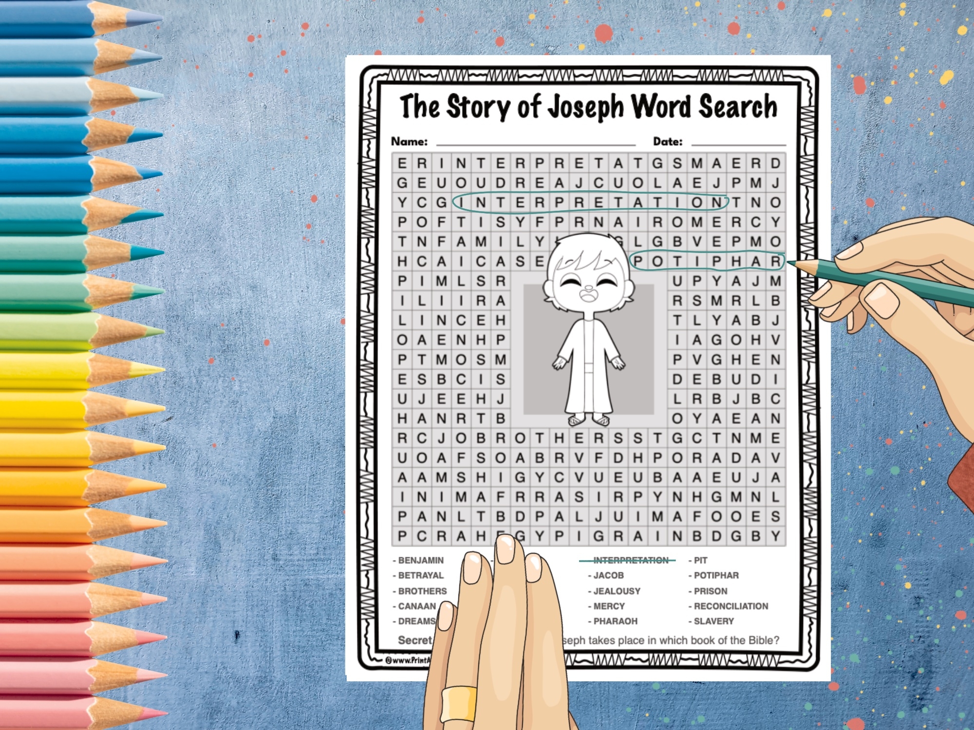 the story of joseph word search bible puzzle activity worksheet made by teachers