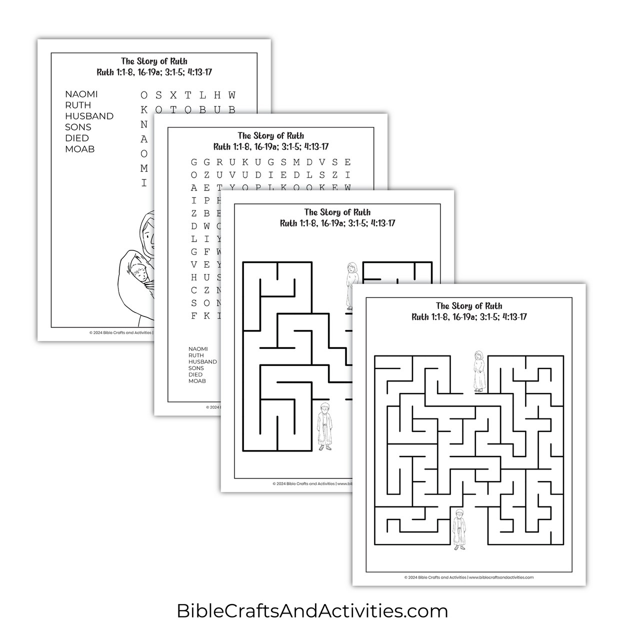 The Story Of Ruth Activity Pages Bible Crafts Shop