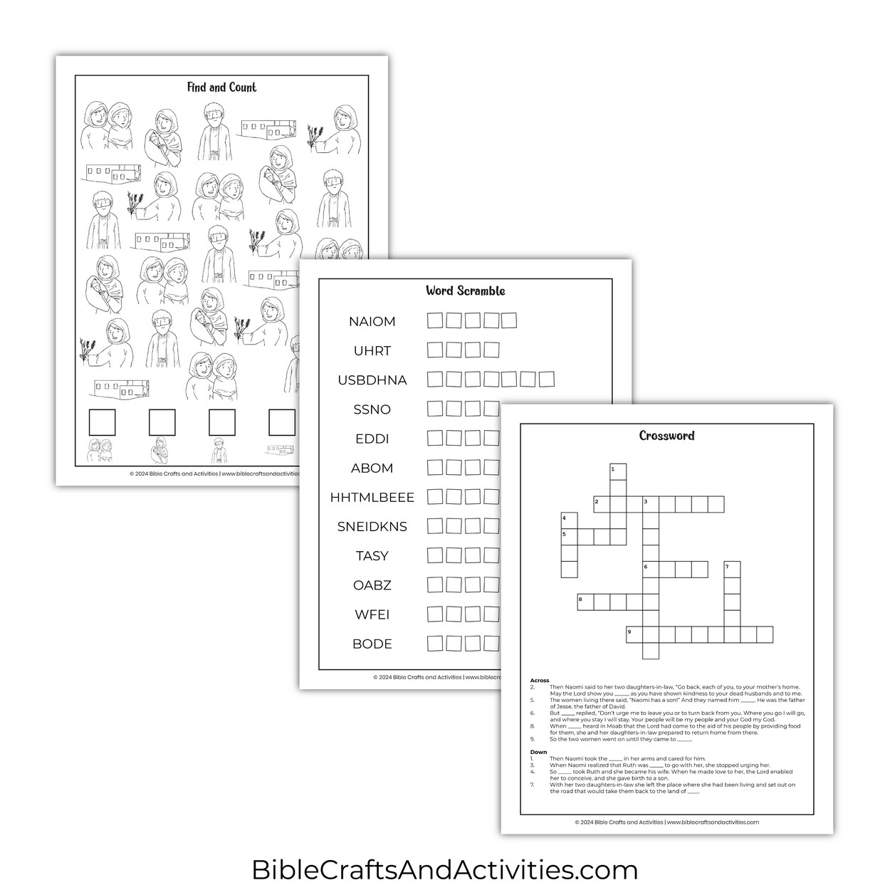 The Story Of Ruth Activity Pages Bible Crafts Shop