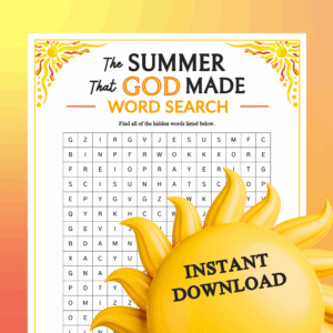The Summer That God Made Word Search Game Printable For Church Kids Teens Adults Sunday School Ministry Bible Learning Activity Classful