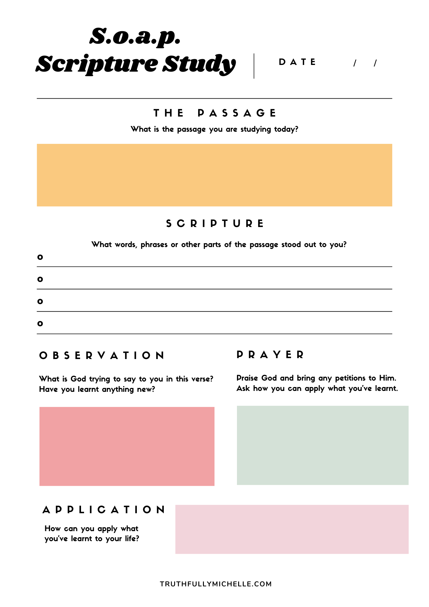 Free Printable Bible Study Template