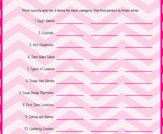 Think Fast Free Printable Ladies Night Game