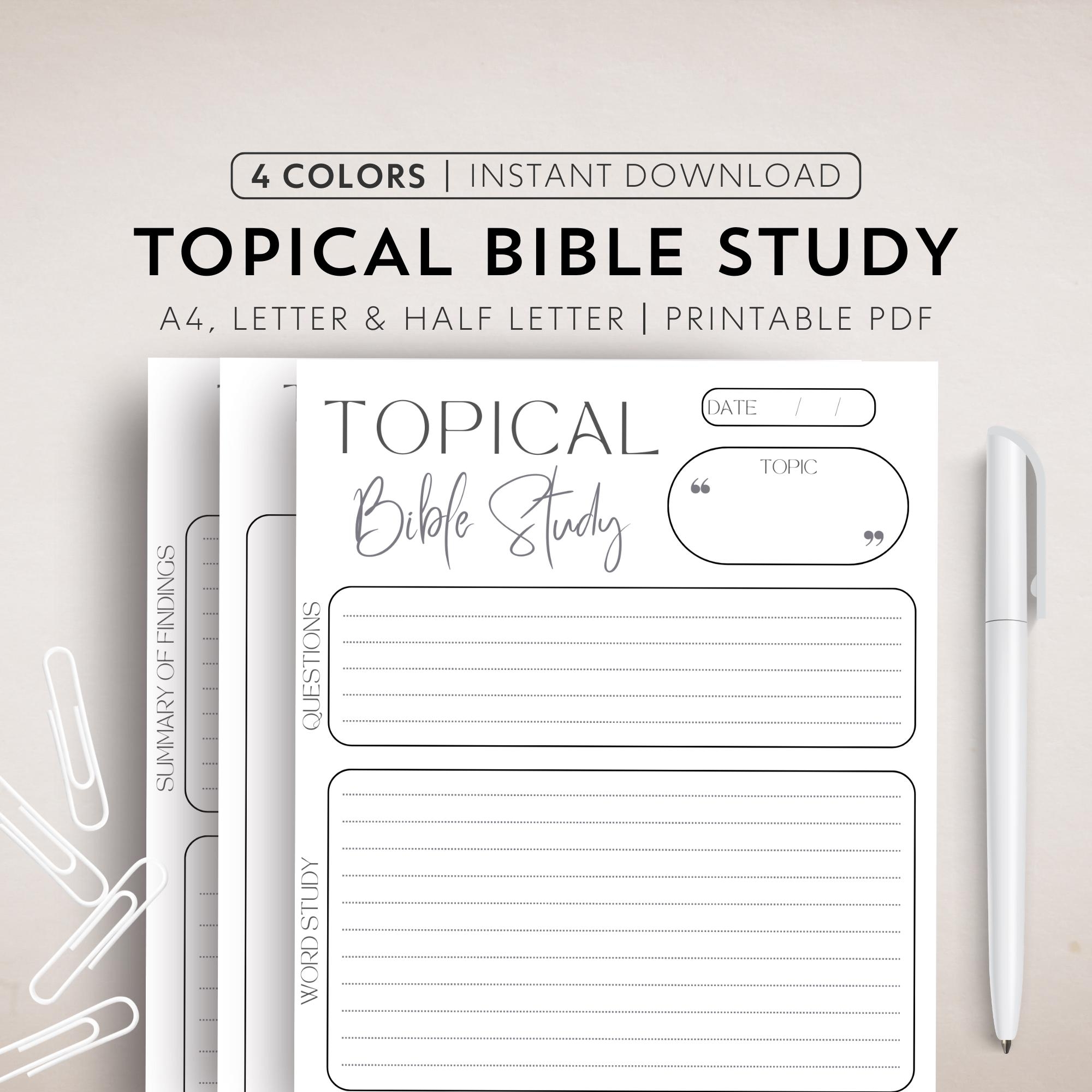 Topical Bible Study Printable Bible Subject Study Digital Template Bible Notes Goodnote Bible Study Template Bible Journaling Study Notes Etsy