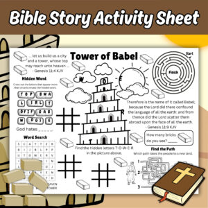 Tower Of Babel Activity Sheet Bible Story Coloring Activity Page Tower Of Babel Activity Placemat Tower Of Babel Bible Lesson Printable Etsy