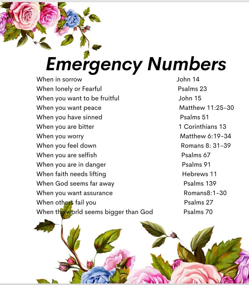 Uplifting Bible Verse Emergency Numbers Wall Art Inspirational Christian Decor Digital Download Etsy