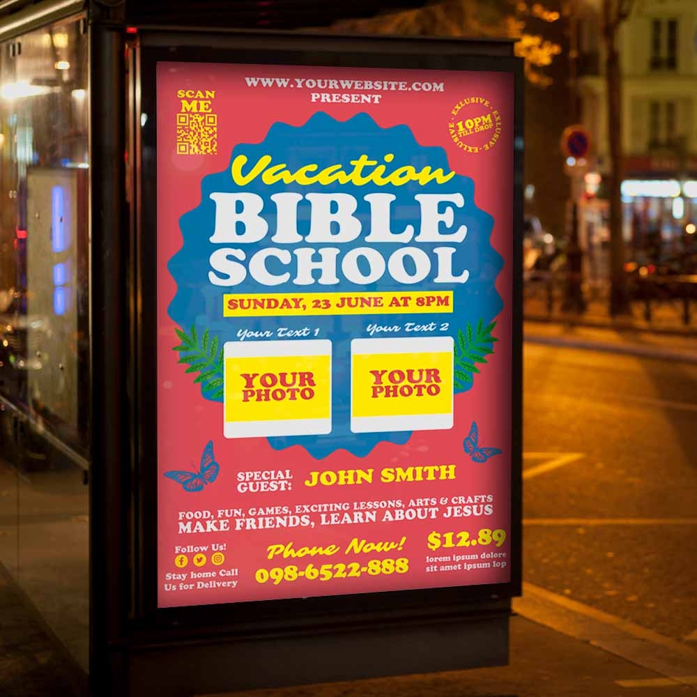 Vacation Bible School Card Printable Template PSDmarket