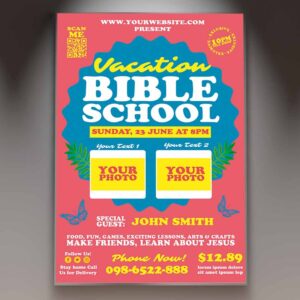 Vacation Bible School Card Printable Template PSDmarket