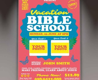 Vacation Bible School Card Printable Template PSDmarket