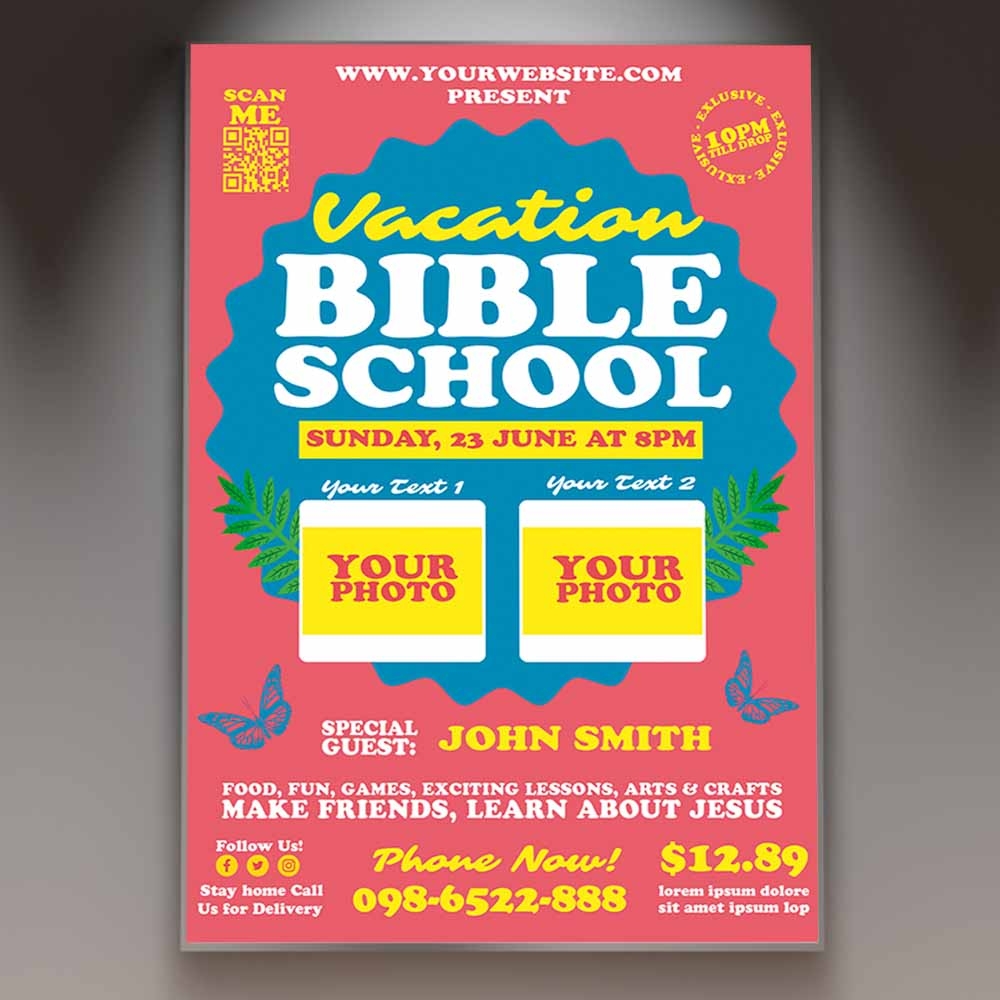 Vacation Bible School Card Printable Template PSDmarket