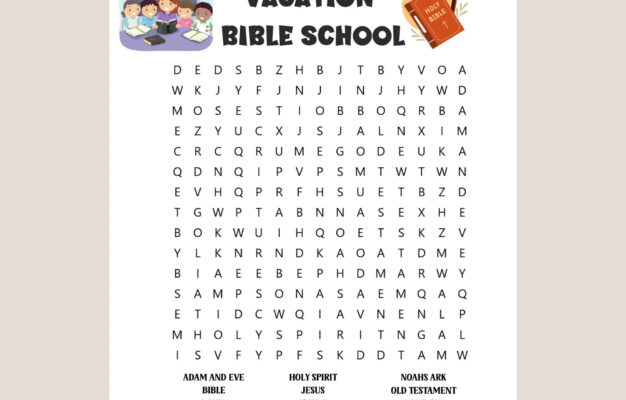 Vacation Bible School Word Search Vacation Bible School Printables Word Searches For Kids Christian Word Searches Etsy