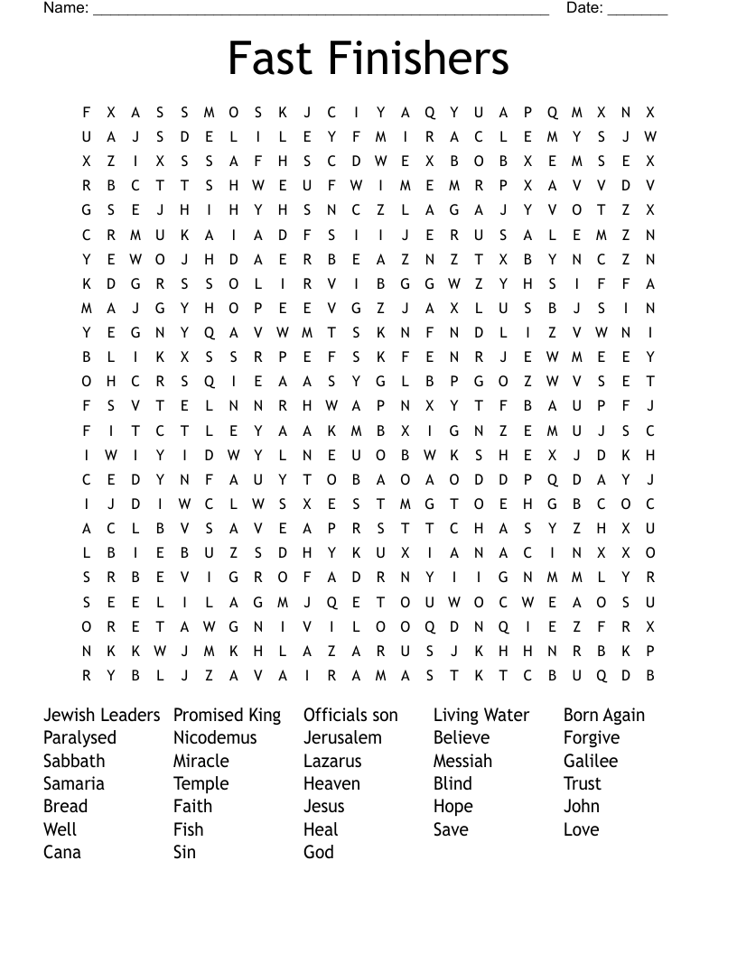 Vacation Bible School Word Search WordMint