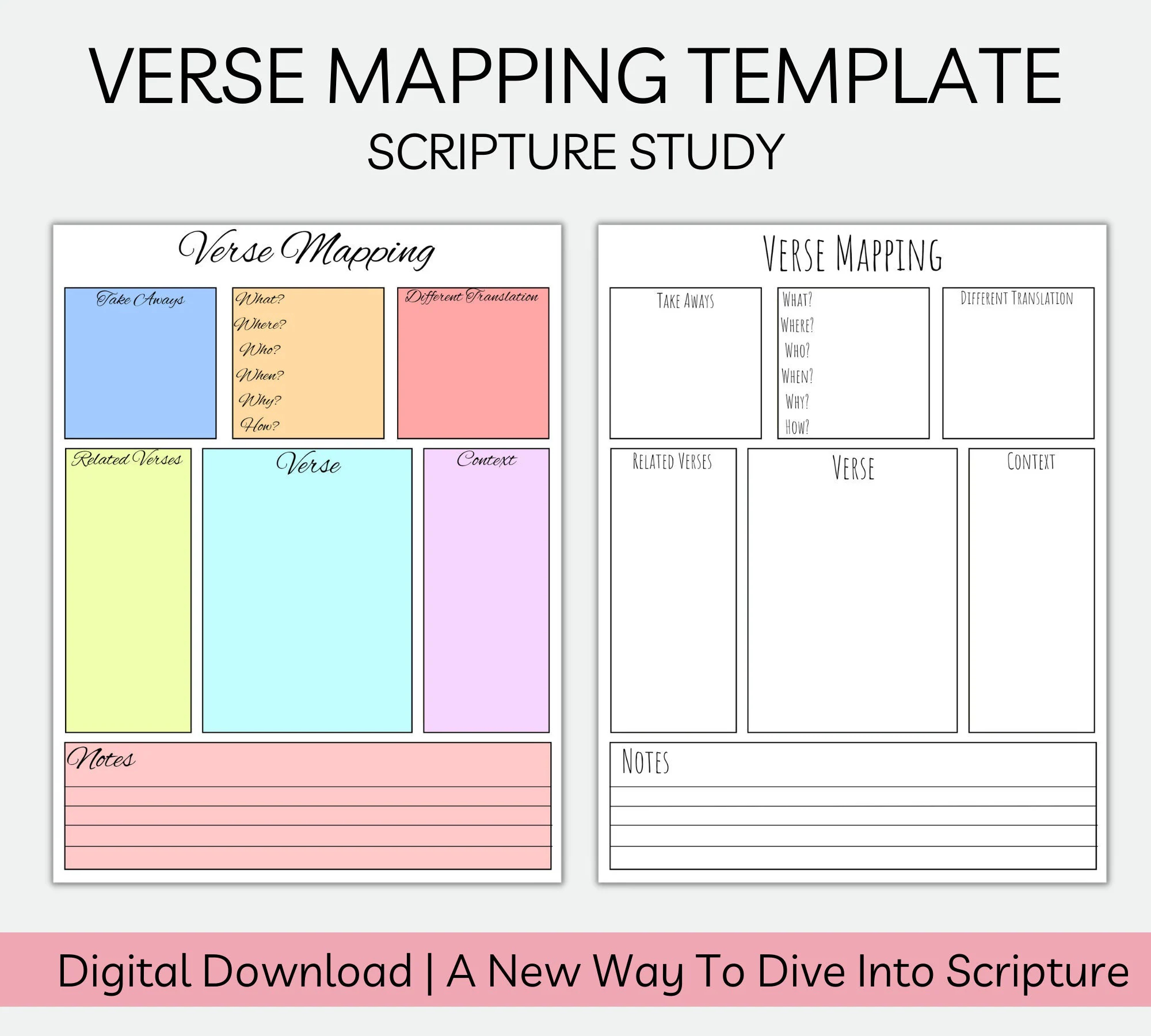 Verse Mapping Template Bible Journaling Digital Download Etsy