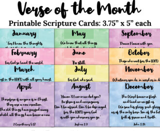 Verse Of The Month Scripture Cards C1 INSTANT DOWNLOAD 3 75x5 Watercolor Monthly Bible Verse Digital Printable Scripture Cards JPG Pdf Etsy