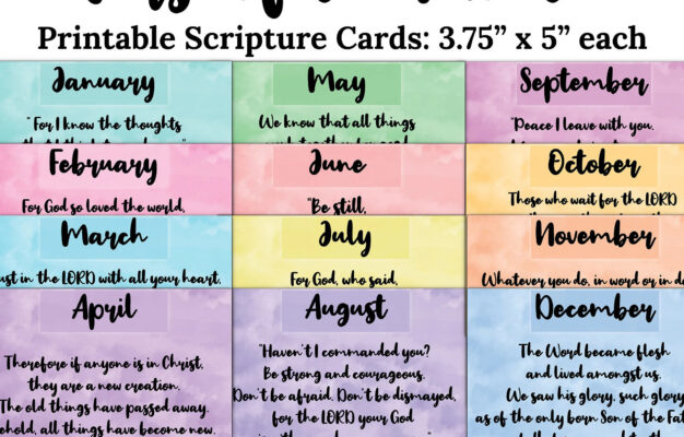 Verse Of The Month Scripture Cards C1 INSTANT DOWNLOAD 3 75x5 Watercolor Monthly Bible Verse Digital Printable Scripture Cards JPG Pdf Etsy