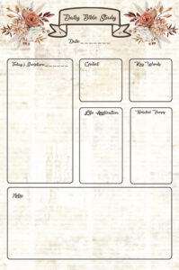 Vintage Background Daily Bible Study Sheets Digital Download All Things Life
